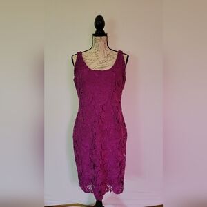 Lauren Ralph Lauren Women's Purple Floral Lace Midi Dress Size 12